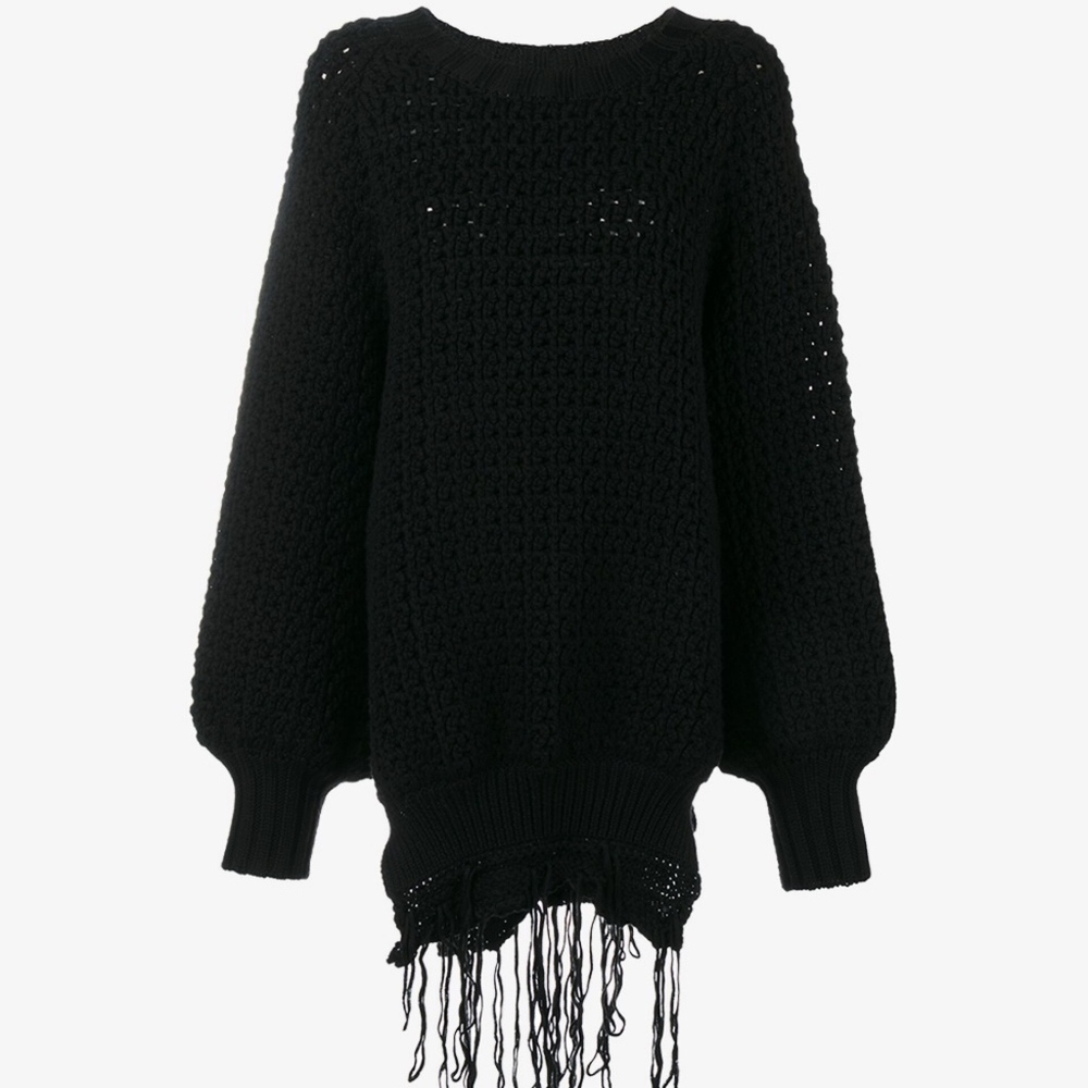 Simone Rocha Oversized Chunky Wool Knit Black Swea